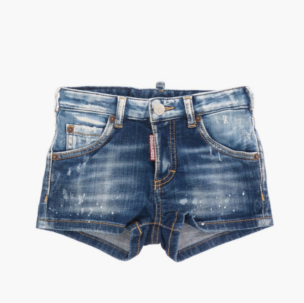 Dsquared2 Distressed Cotton Denim Shorts